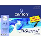Canson Montval blok 100VL 1- zijdig verlijmd 24x32 300G fijne korrel naturel wit 