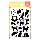Waffle Flower Postage Collage Dog Silhouettes Stamp Set