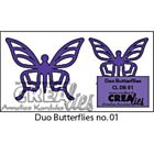 Crealies Duo Butterflies no. 1 stans set vlinders 3- 4 cm