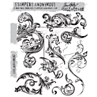 Tim Holtz Cling Stamps 7"X8.5" Scrollwork