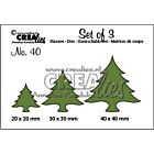 Crealies Set of 3 no. 40 Kerstbomen dik 20x20-30x30-40x40mm / CLSET40