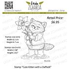 Lesia Zgharda Design Stamp “Cute Kitten with a Daffodil”