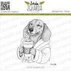 Lesia Zgharda Design Stamp Dachshund with Morning Coffee