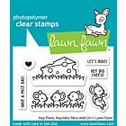 lawn fawn 2x3 clear stamp set hay there, hayrides! mice add-on