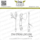 Lesia Zgharda Design photopolymer Tribe Stamp Set Arrows, Indian ax, and sentiments Stay strong live long 