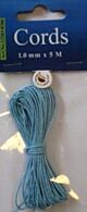 Waxed Cotton Cord 1 mm/5 mtr azuur blauw