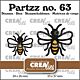 Crealies Partzz Bijen klein en middel CLPartzz63 24 x 26 mm + 33 x 37 mm