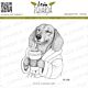 Lesia Zgharda Design Stamp Dachshund with Morning Coffee