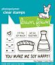 Lawn Fawn 2x3 clear stamp set soy happy