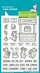 Lawn Fawn 4x6 clear stamp set make lemonade!