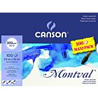 Canson Montval blok 100VL 1- zijdig verlijmd 24x32 300G fijne korrel naturel wit
