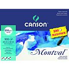 Canson Montval blok 100VL 1- zijdig verlijmd 24x32 200G fijne korrel naturel wit