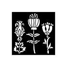 Stamperia Furry Friends Thick Stencil 12x12cm Stylized Flowers (KSTDS63)