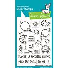 Lawn Fawn 3x4 clear stamp set shello, friend