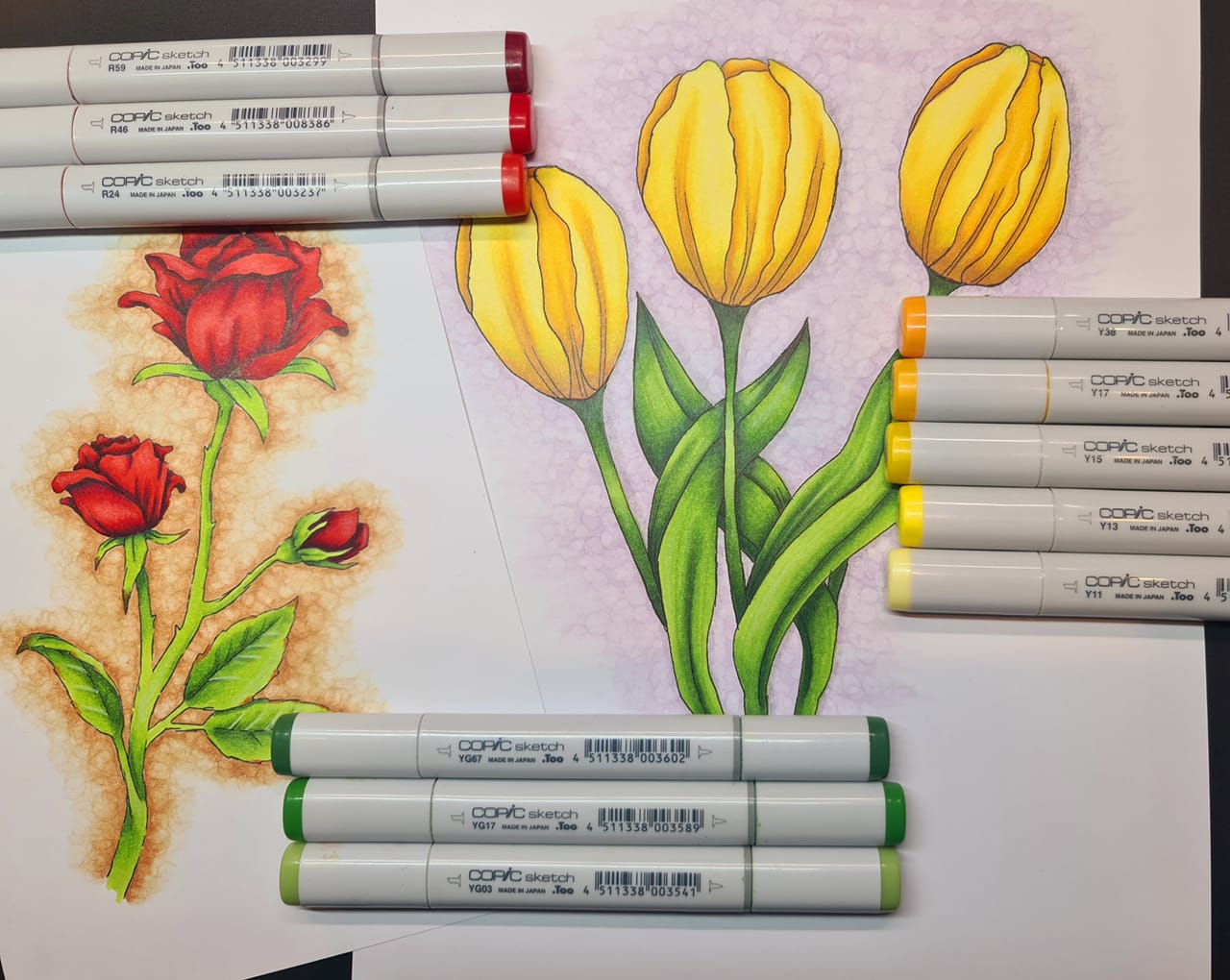 Online Live workshop Cordine van der Touw Bloemen kleuren met Copics 14-03-2021