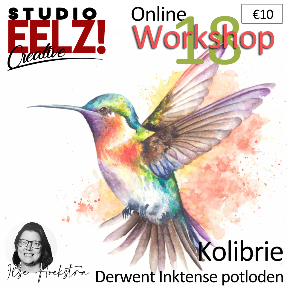 FB online workshop Ilse Hoekstra Kolibrie met inktense