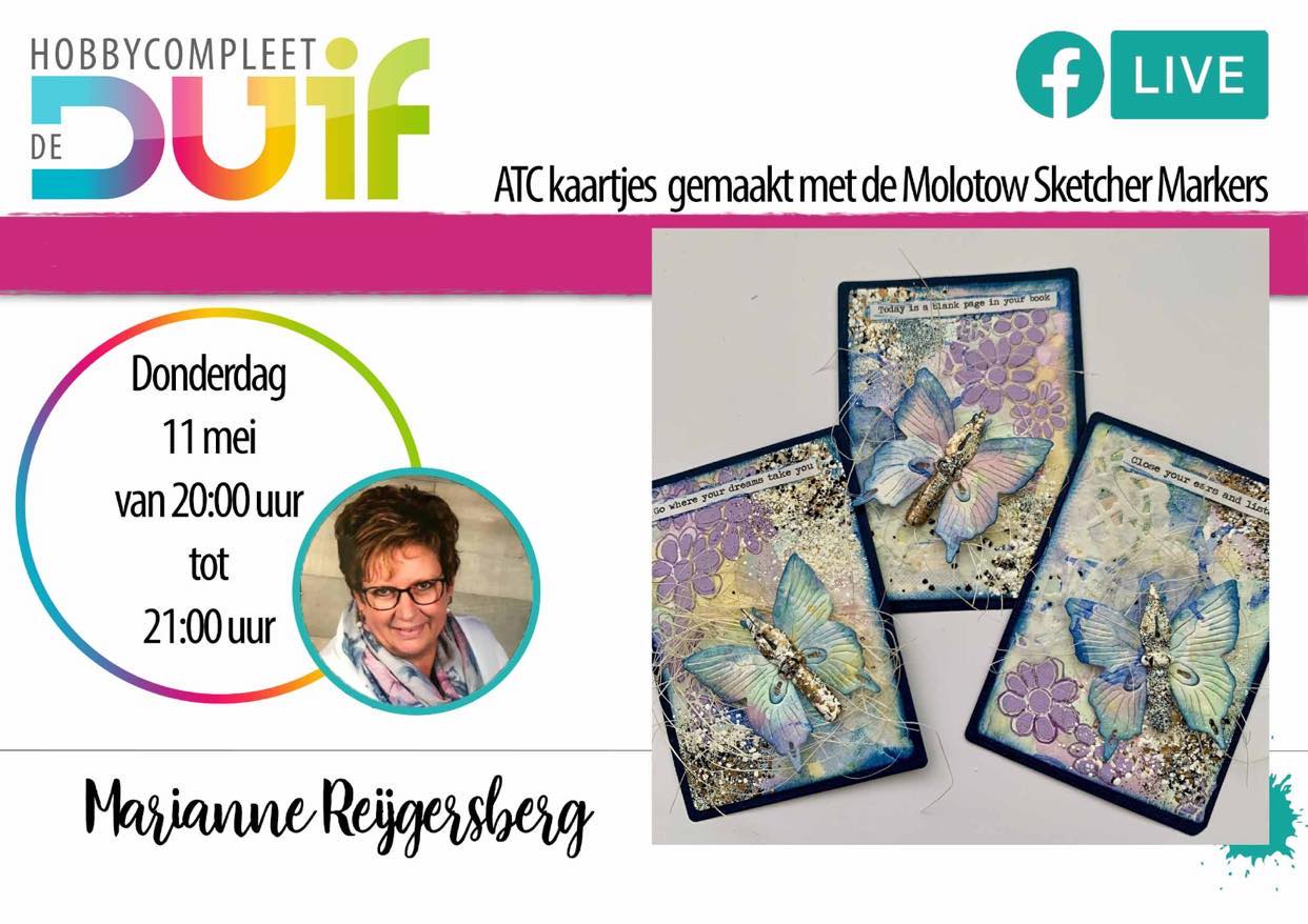 FBLive Marianne Reijgersberg ATC kaartjes maken met de Molotow Sketcher Markers